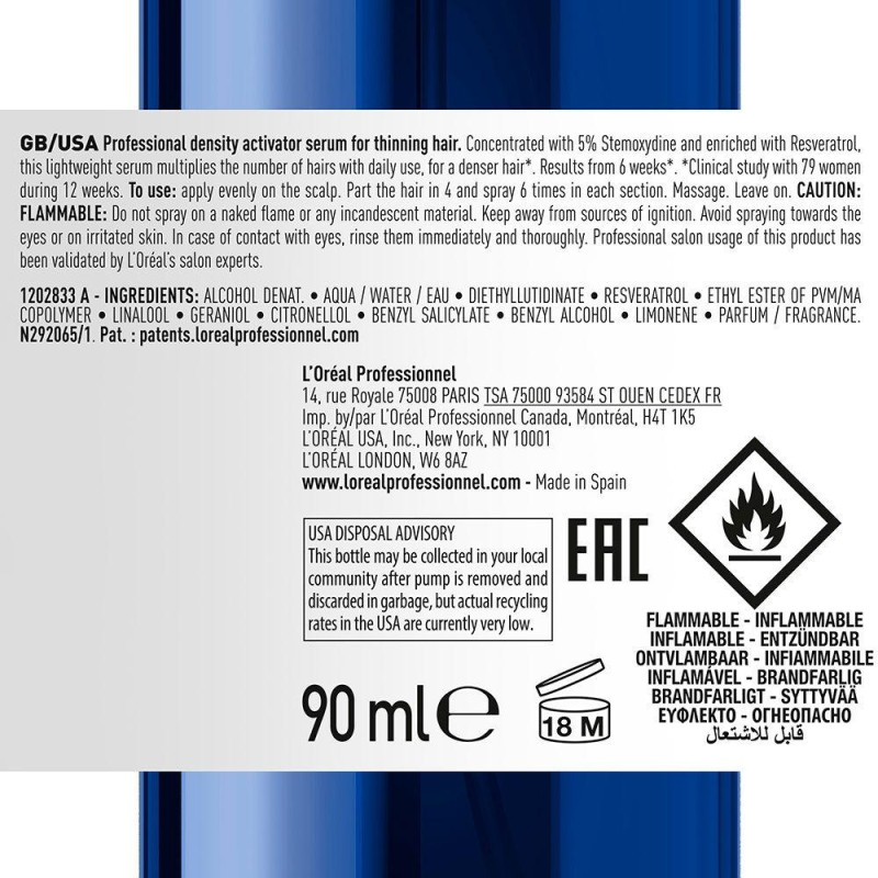 L&apos;Oréal Serioxyl Advanced Density Activator Densifier Professional Serum 90Ml