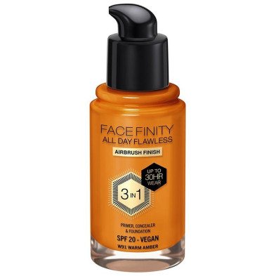 Facefinity All Day Flawless 3 In 1 Foundation W91-Warm Amber 30 Ml