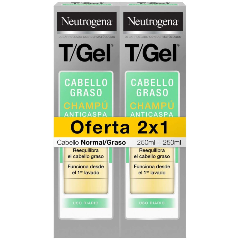 Neutrogena T/Gel Champú Anticaspa Cabello Graso 2X250Ml