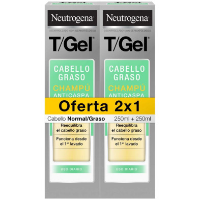 Neutrogena T/Gel Champú Anticaspa Cabello Graso 2X250Ml