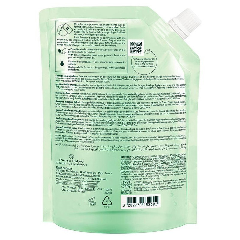 René Furterer Naturia Champú Micelar Suave Recarga 400Ml René Furterer Naturia Champú Micelar Suave Recarga 400Ml