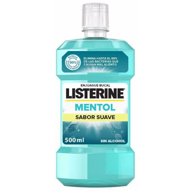Listerine Enjuague Bucal Mentol Sabor Suave Sin Alcohol 500Ml