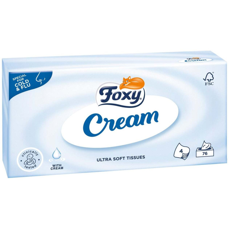 Foxy Pañuelos Faciales Cream Pieles Sensibles 75Uds