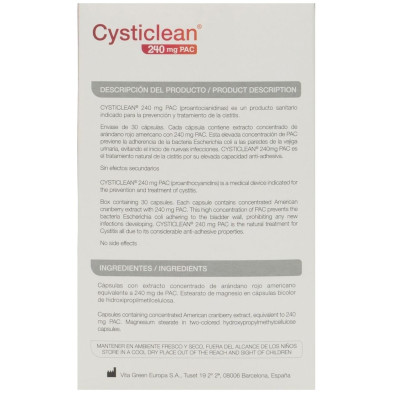 Cysticlean Clásico 240 Mg De Pac Y Arándano Rojo Cápsulas 30 U