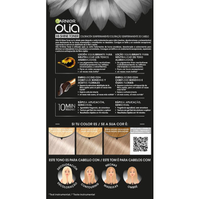 Olia Hi Shine Toner Coloración Semipermanente Neutralizador De Tonos 9.1 Rubio Ceniza 3 Pz