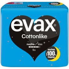 Evax Cottonlike Compresas Alas Noche 9Uds