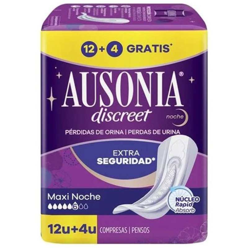 Discreet Compresas Incontinencia Maxi Noche 16 U