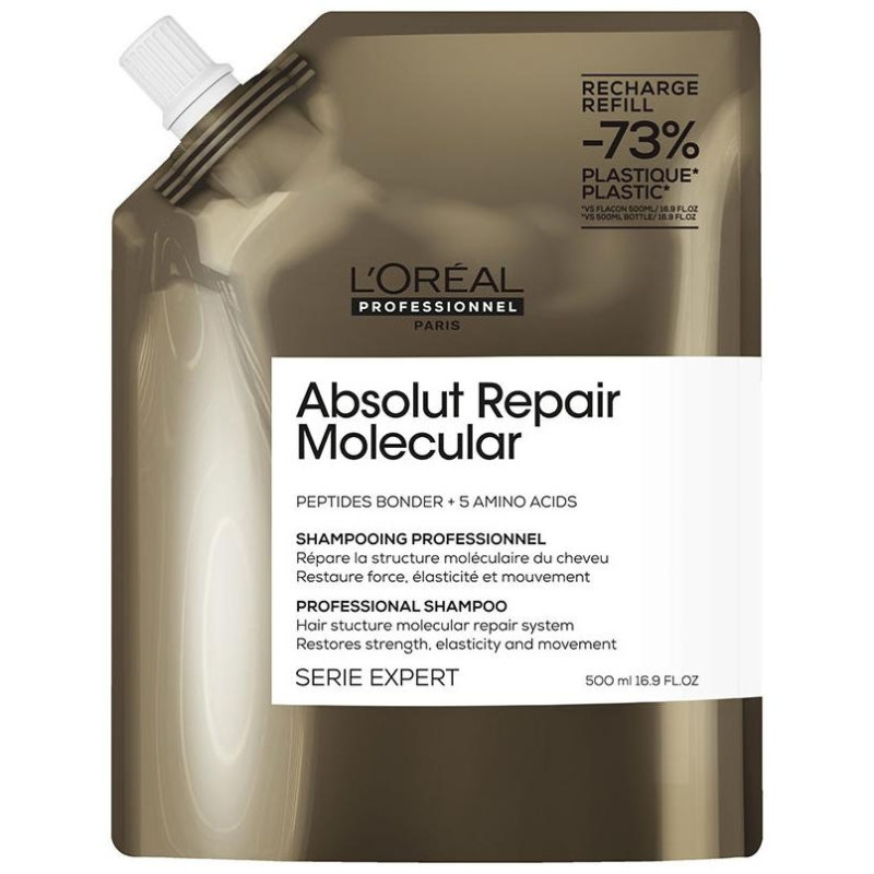 Absolut Repair Molecular Champú Profesional Sin Sulfatos Para Cabello Dañado Recarga 500 Ml