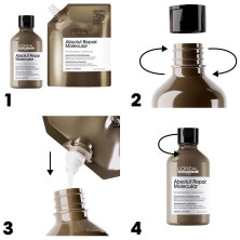 Absolut Repair Molecular Champú Profesional Sin Sulfatos Para Cabello Dañado Recarga 500 Ml